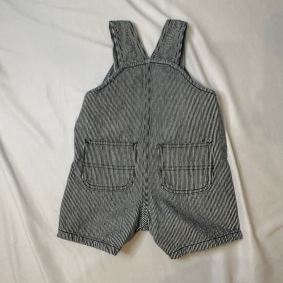 Carhartt Blue Striped Jean Denim Shortalls Snap Opening 24 Months - Picture 5 of 7